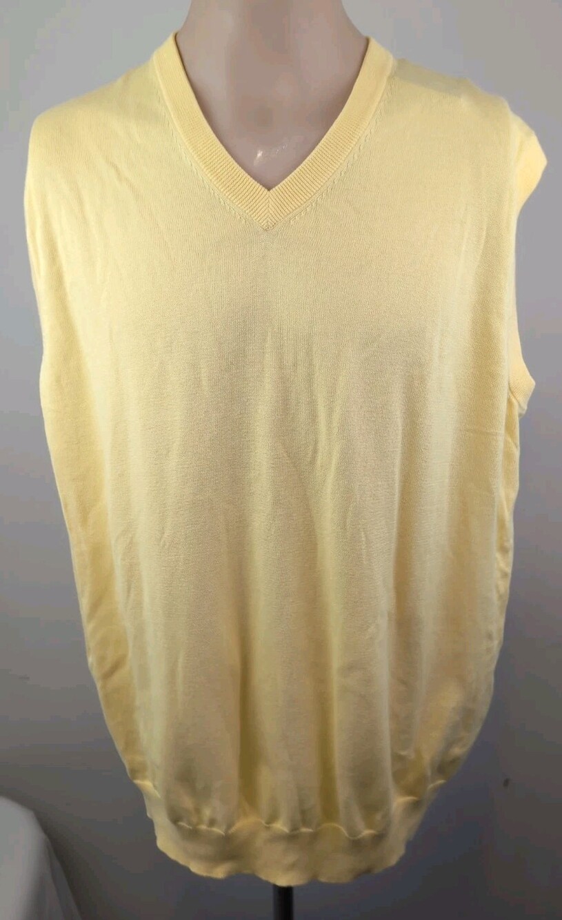 Brooks Brothers Mens Yellow Pullover Supima Cotton Vest Size XL New With Tags